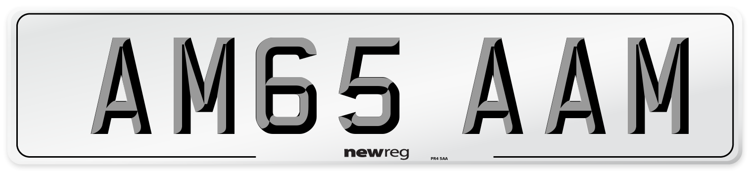 AM65 AAM Number Plate from New Reg